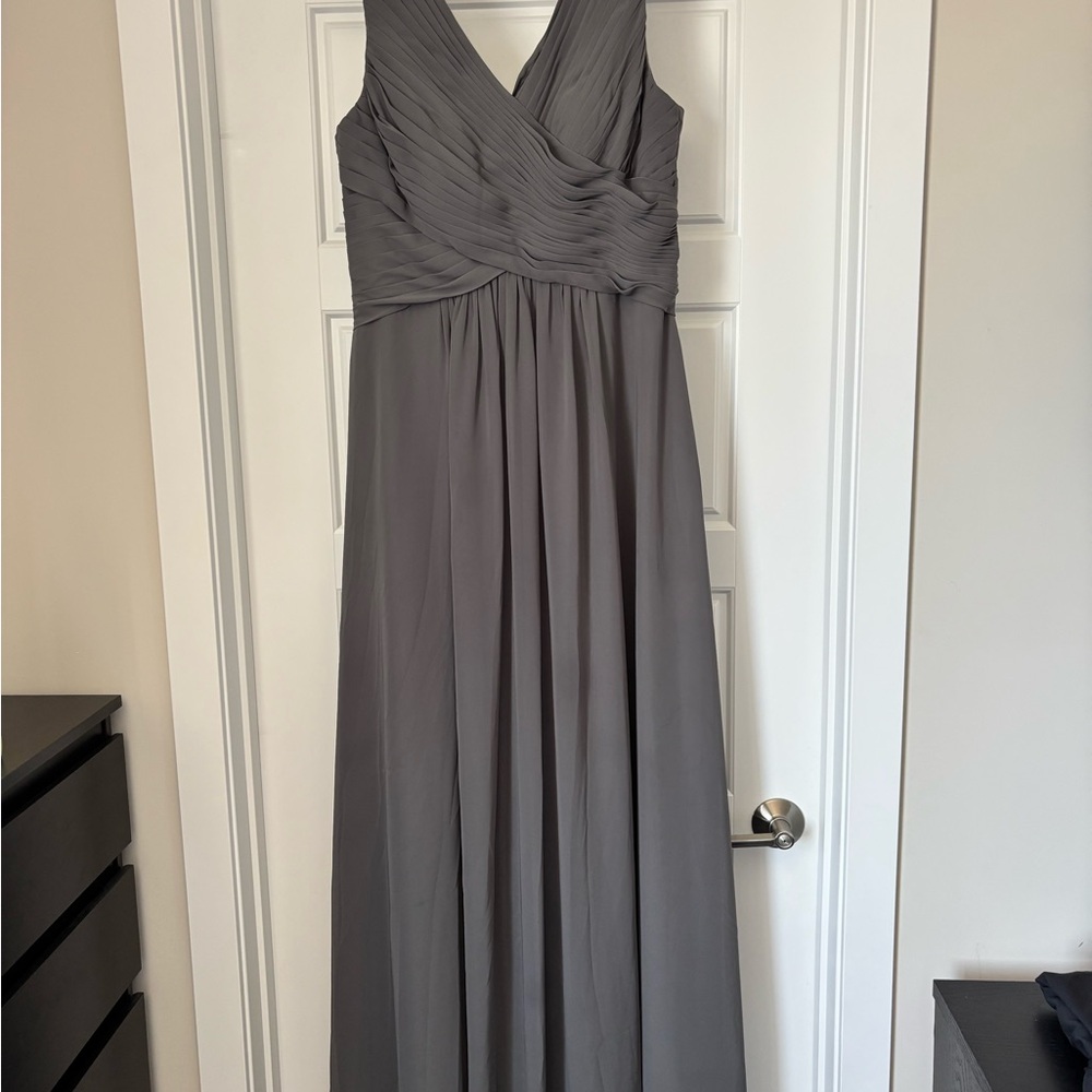 Azazie “Flora” dress in Steel Grey BNWT